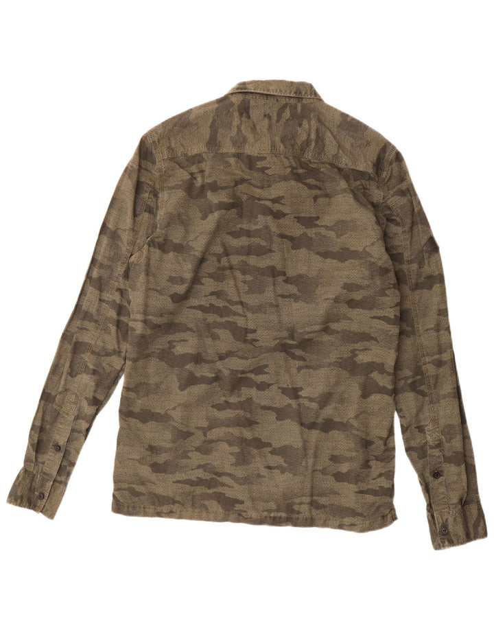 Superdry Mens Military Shirt Medium Khaki Camouflage Cotton