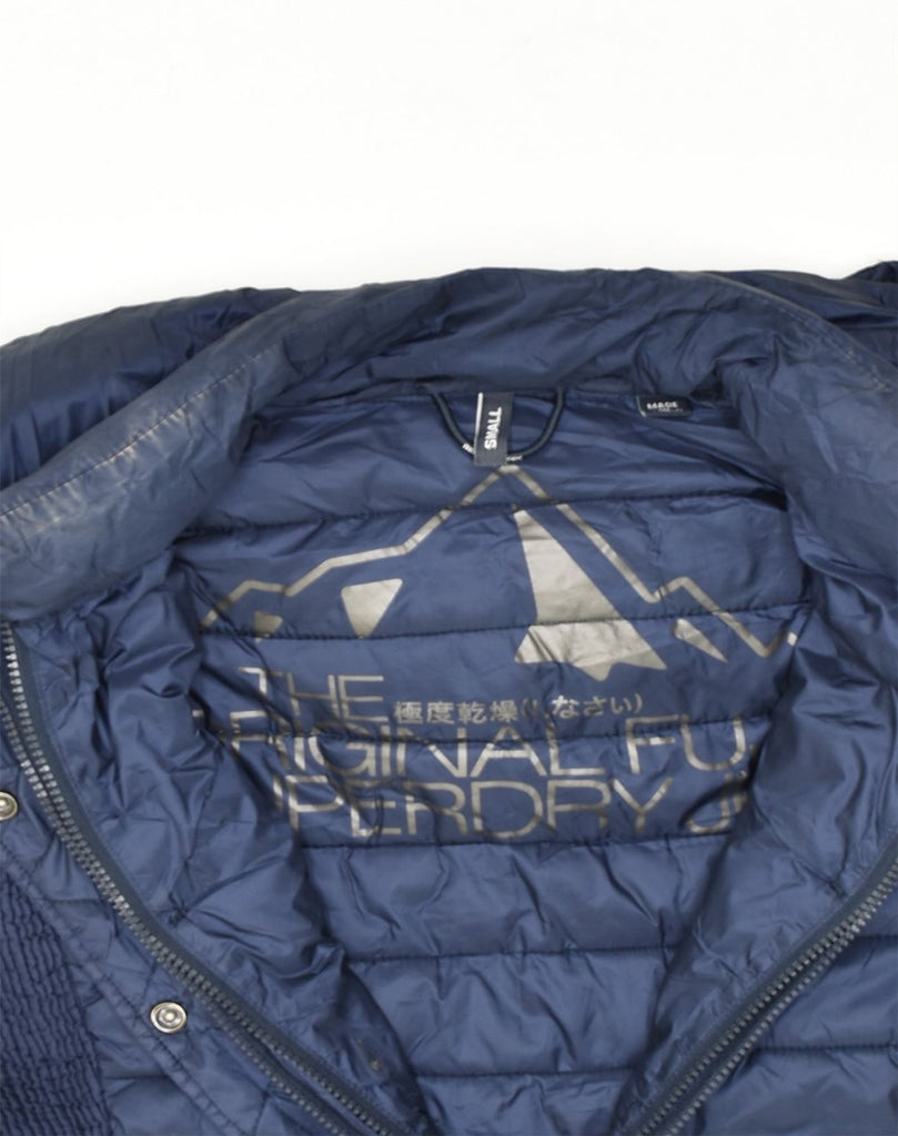 SUPERDRY Womens Hooded Padded Jacket UK 8 Small Navy Blue Nylon | Vintage Superdry | Thrift | Second-Hand Superdry | Used Clothing | Messina Hembry 