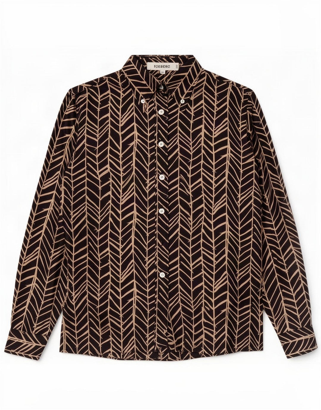 Iceberg Womens Shirt Blouse IT 44 Medium Black Geometric Silk