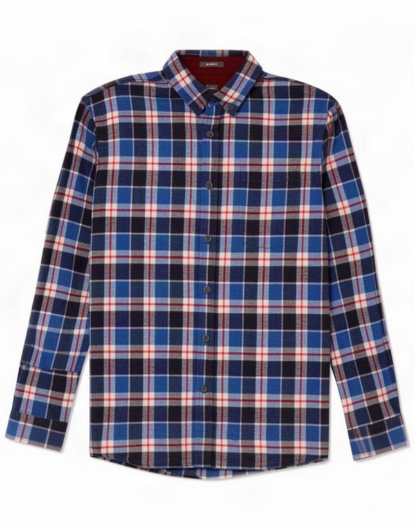 Eddie Bauer Mens Relaxed Fit Flannel Shirt Medium Blue Check Cotton