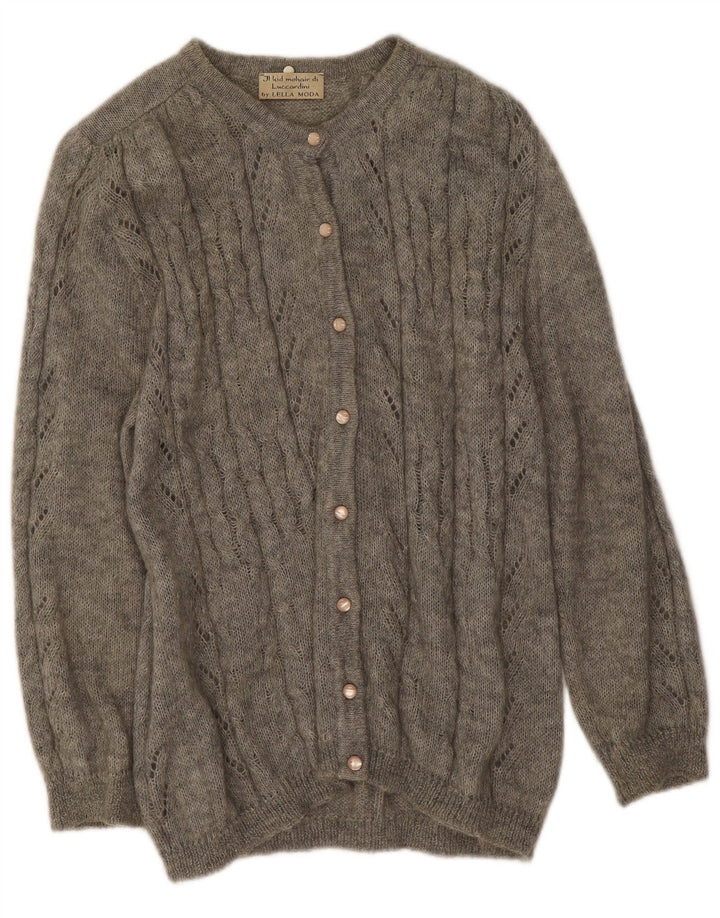 Vintage Womens Cardigan Sweater UK 14 Medium Grey