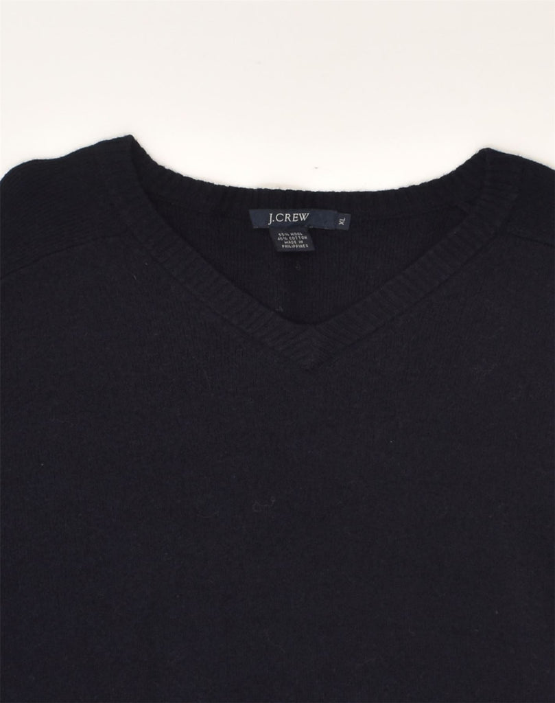 J. CREW Mens V-Neck Jumper Sweater XL Navy Blue Wool | Vintage J. Crew | Thrift | Second-Hand J. Crew | Used Clothing | Messina Hembry 