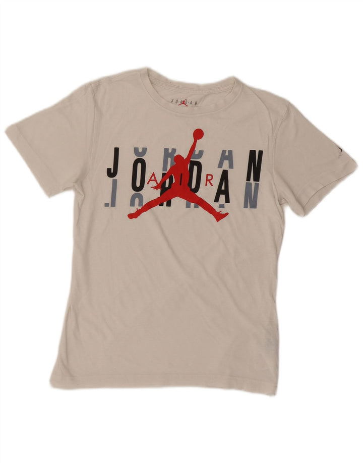 JORDAN Boys Graphic T-Shirt Top 12-13 Years Large White Cotton
