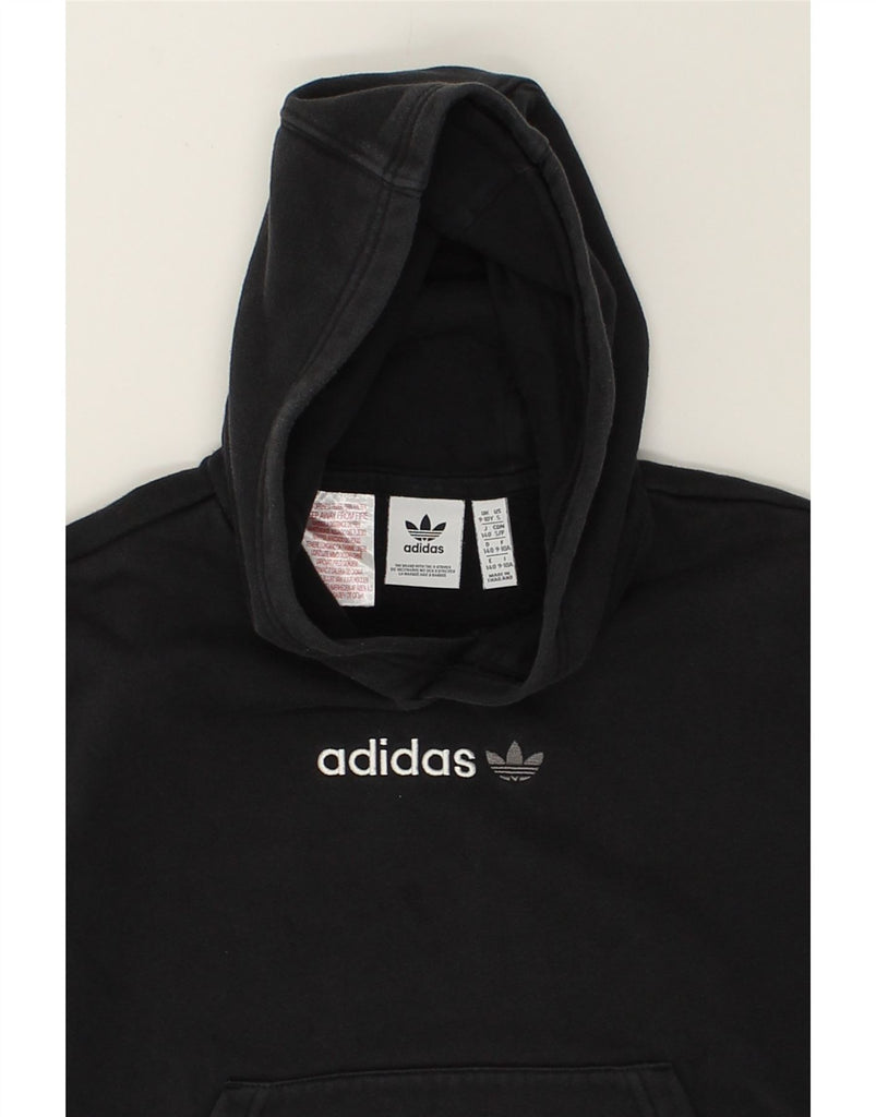 ADIDAS Boys Graphic Hoodie Jumper 9-10 Years  Black Cotton | Vintage Adidas | Thrift | Second-Hand Adidas | Used Clothing | Messina Hembry 