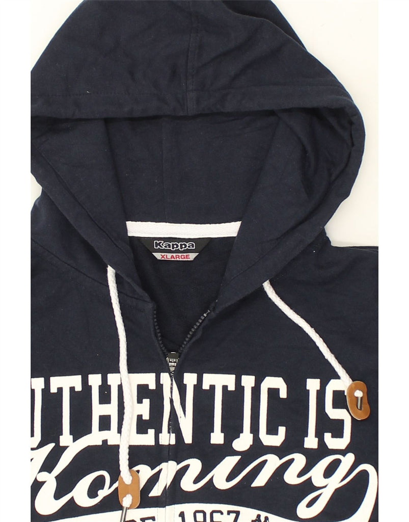 KAPPA Mens Graphic Zip Hoodie Sweater XL Navy Blue Cotton | Vintage Kappa | Thrift | Second-Hand Kappa | Used Clothing | Messina Hembry 