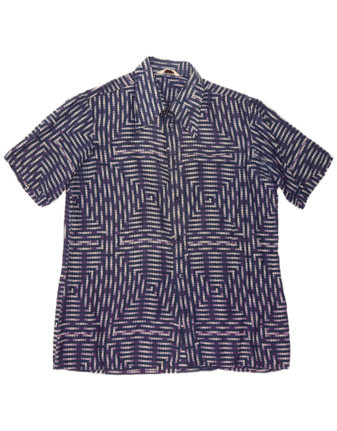 PANCALDI Mens Short Sleeve Shirt XL Blue Geometric