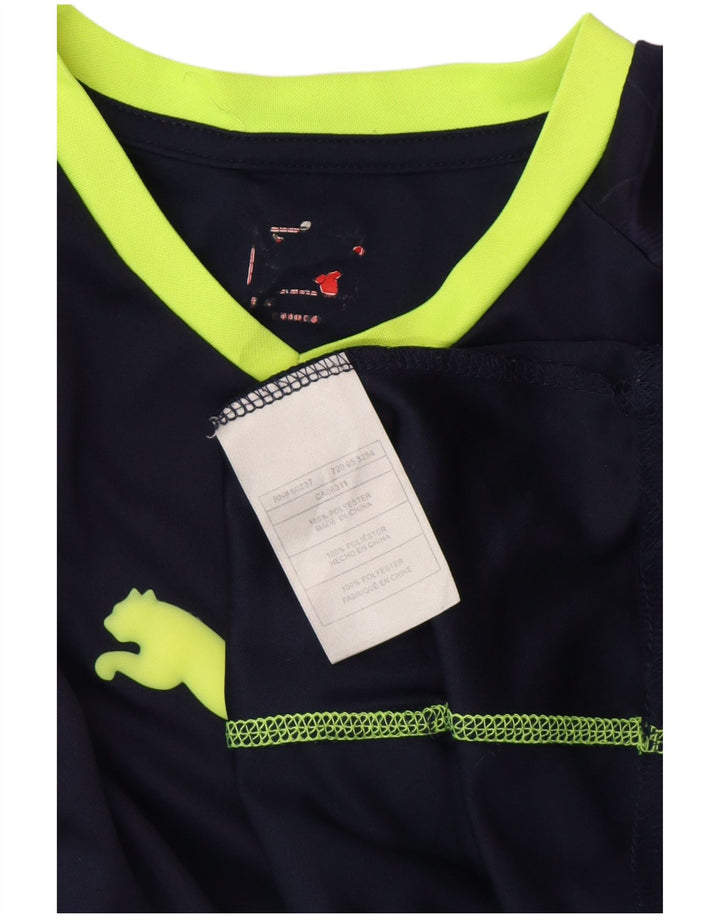 PUMA Womens Graphic T-Shirt Top Medium Navy Blue Polyester