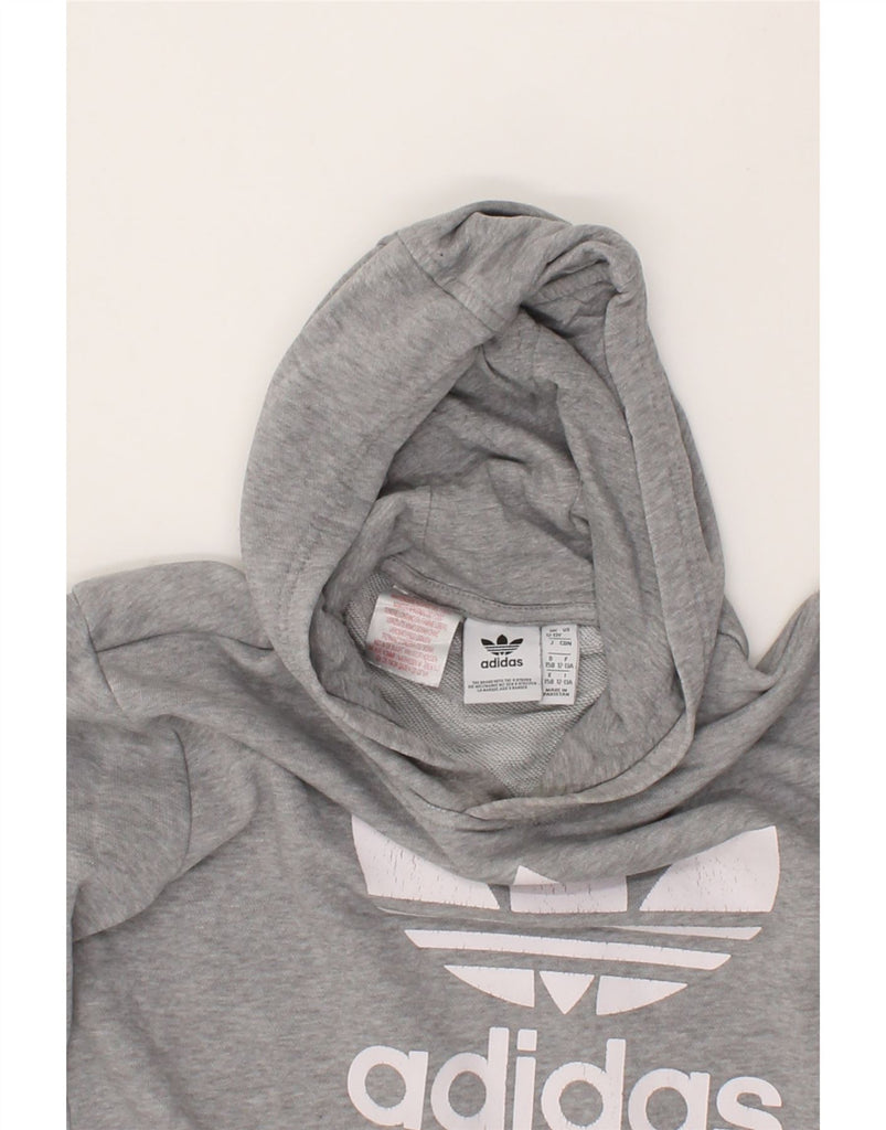 ADIDAS Boys Graphic Hoodie Jumper 12-13 Years Grey Cotton Vintage Adidas and Second-Hand Adidas from Messina Hembry 