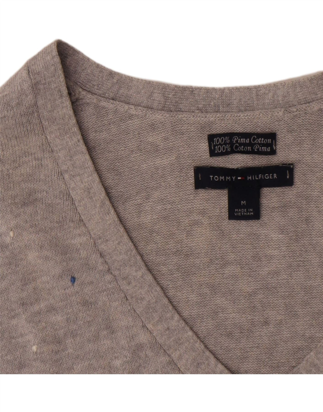 Tommy Hilfiger Womens Top Long Sleeve UK 12 Medium Grey Spotted Cotton
