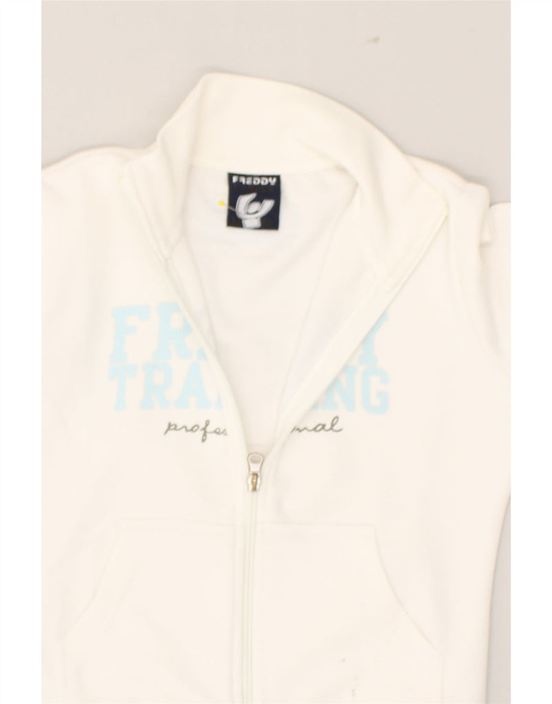 FREDDY Boys Graphic Tracksuit Top Jacket 7-8 Years Small White Polyester | Vintage Freddy | Thrift | Second-Hand Freddy | Used Clothing | Messina Hembry 