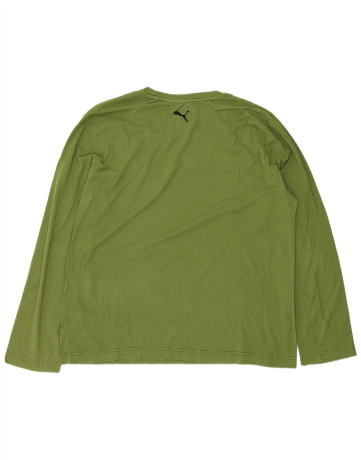 Puma Mens Graphic Top Long Sleeve XL Green Cotton