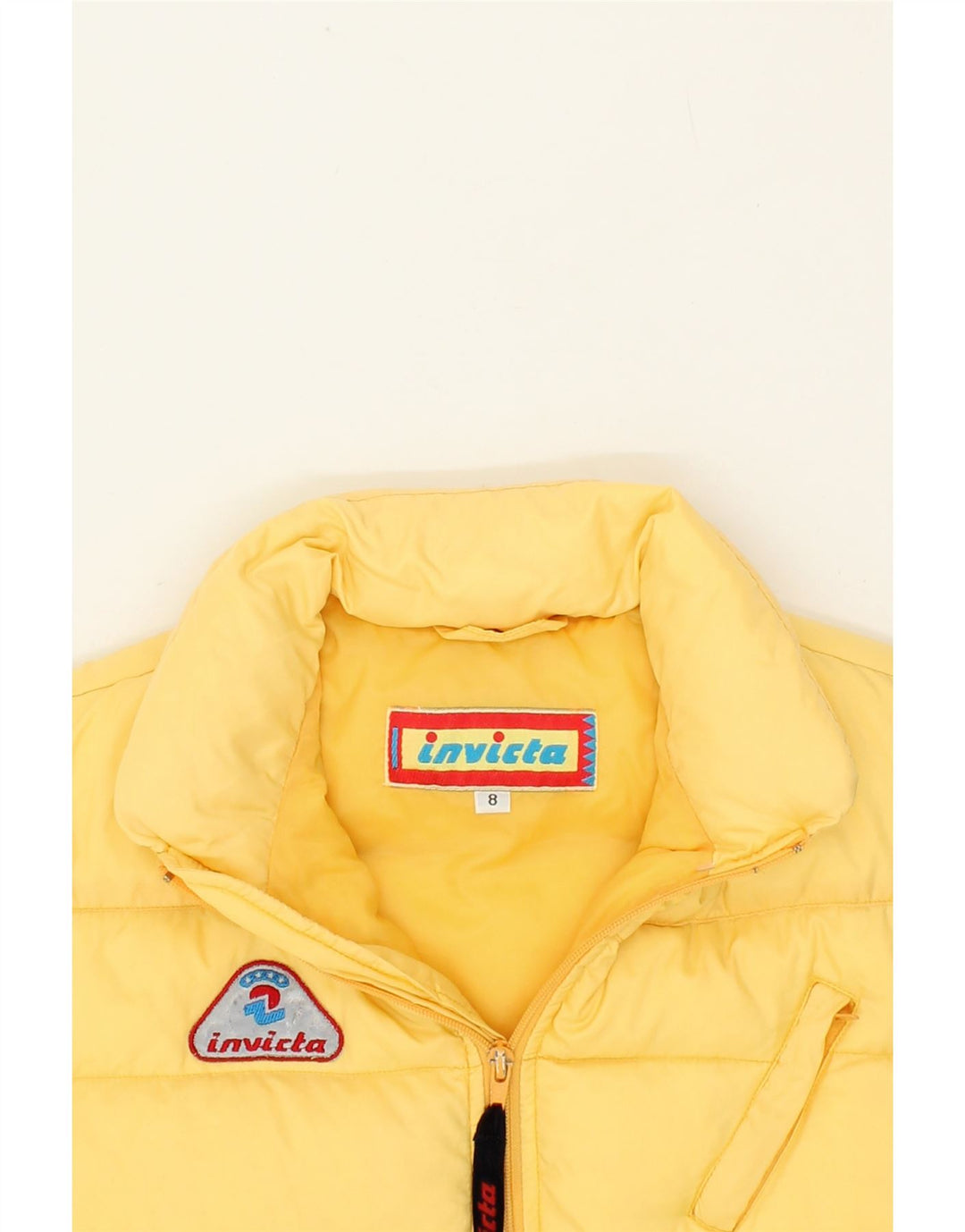 INVICTA Boys Padded Gilet 7-8 Years Yellow Polyamide Vintage Invicta and Second-Hand Invicta from Messina Hembry 