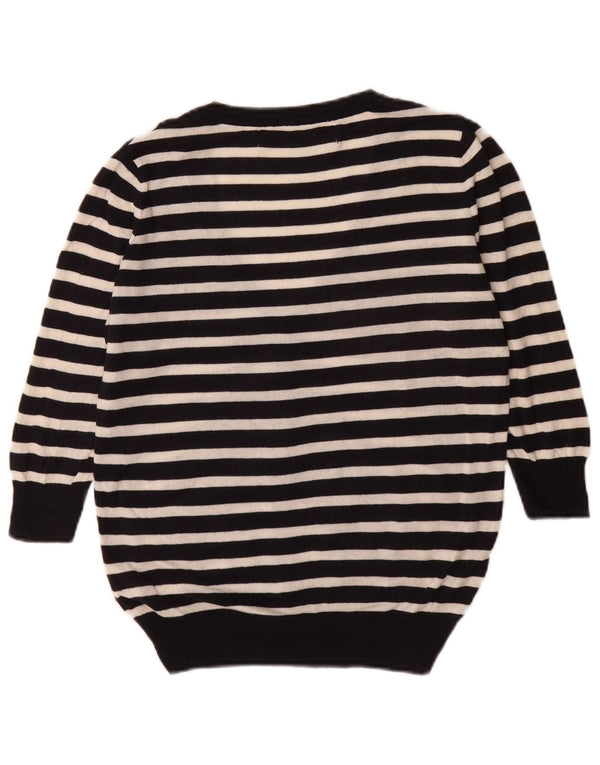 Zara Womens 3/4 Sleeve Oversized Cardigan Sweater UK 10 Small Black Striped
