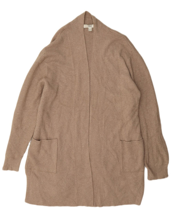 Marks & Spencer Womens Longline Open Cardigan Sweater UK 18 XL Beige