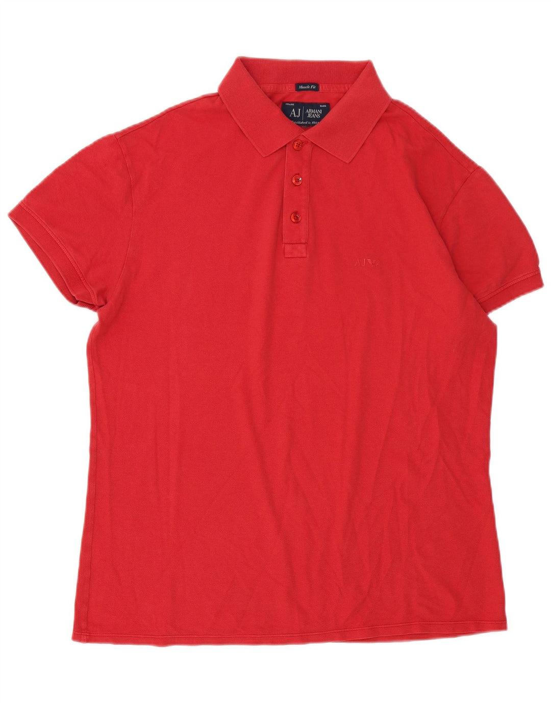 Armani Jeans Mens Muscle Polo Shirt Large Red