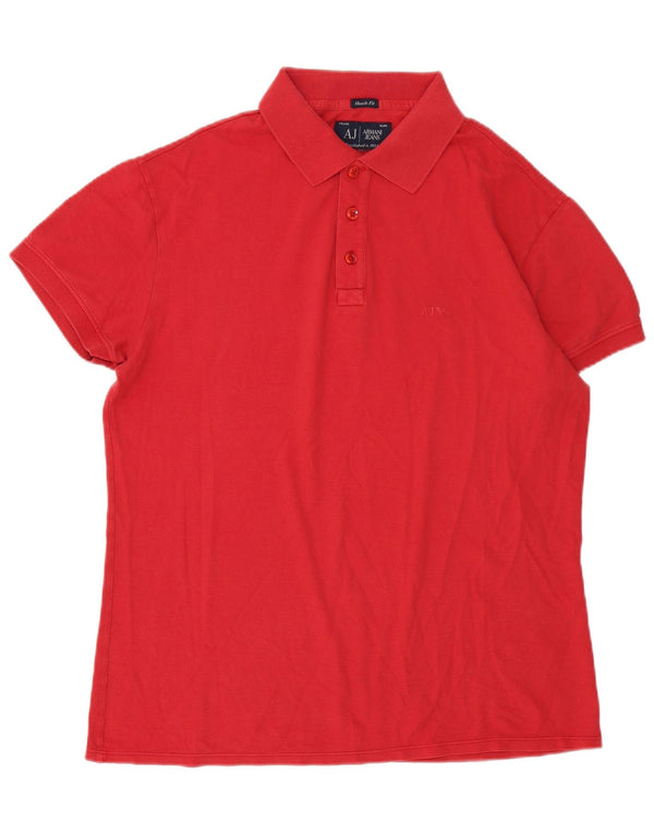 Armani Jeans Mens Muscle Polo Shirt Large Red