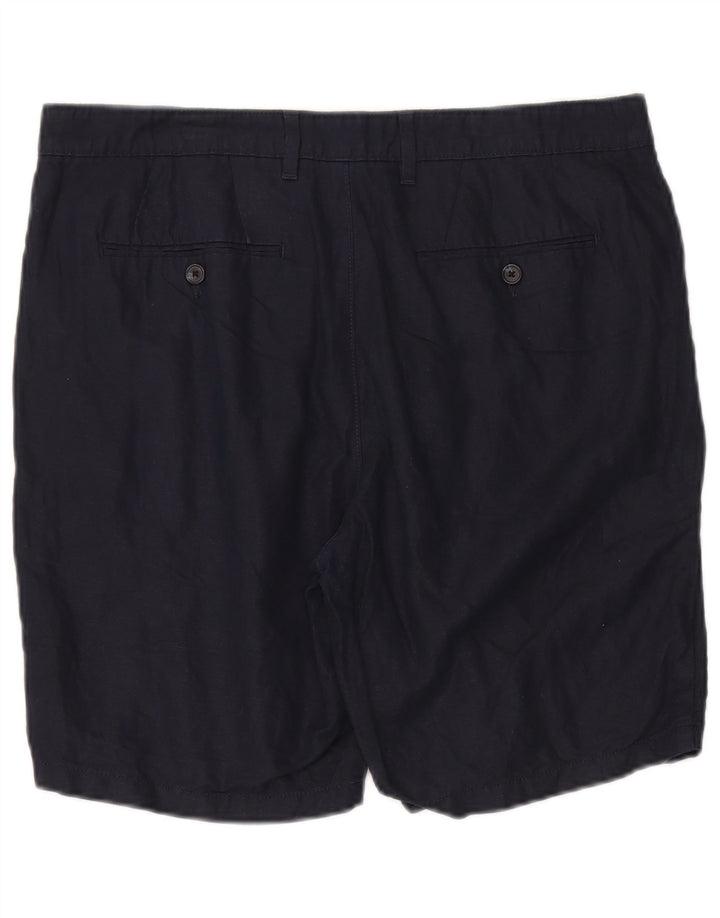 Marks & Spencer Mens Chino Shorts W36 Large Navy Blue Flax