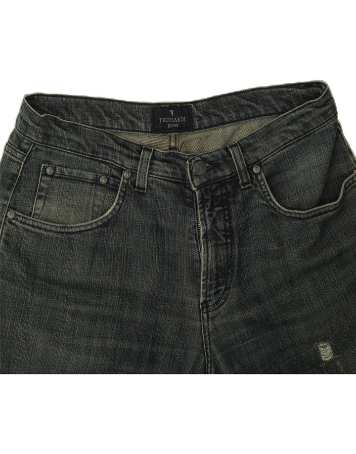 TRUSSARDI Mens Distressed Denim Shorts W33 Medium Blue Cotton Vintage Trussardi and Second-Hand Trussardi from Messina Hembry 