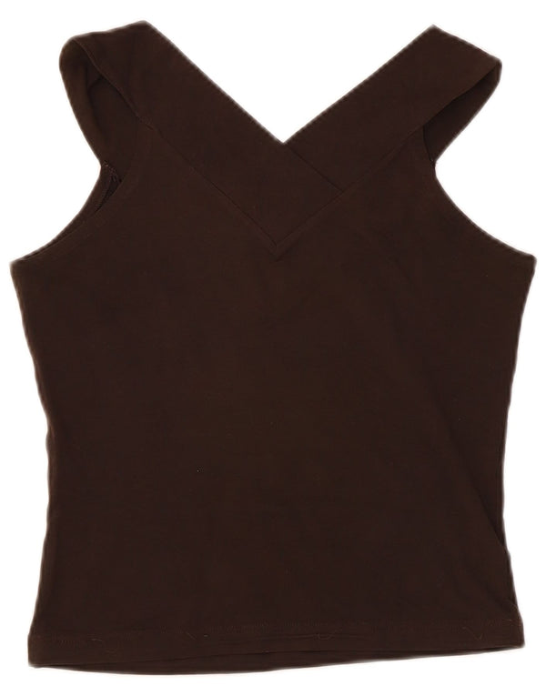 Calvin Klein Jeans Womens Graphic Vest Top UK 10 Small Brown