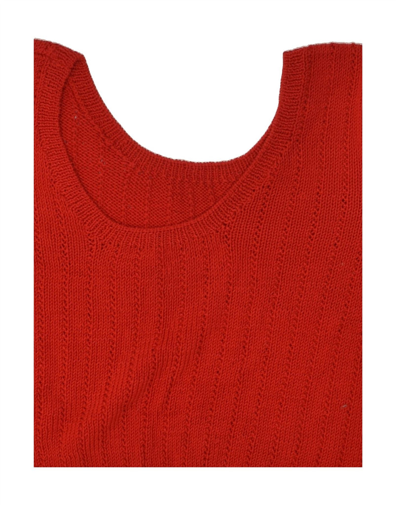 VINTAGE Womens Crop Short Sleeve Boat Neck Jumper Sweater UK 14 Large Red | Vintage Vintage | Thrift | Second-Hand Vintage | Used Clothing | Messina Hembry 