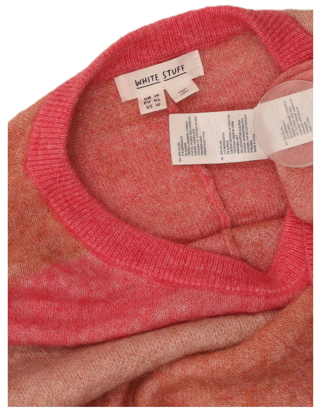 WHITE STUFF Womens Boat Neck Jumper Sweater UK 14 Large Pink Colourblock