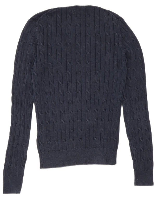 Gant Mens V-Neck Jumper Sweater Small Navy Blue Cotton