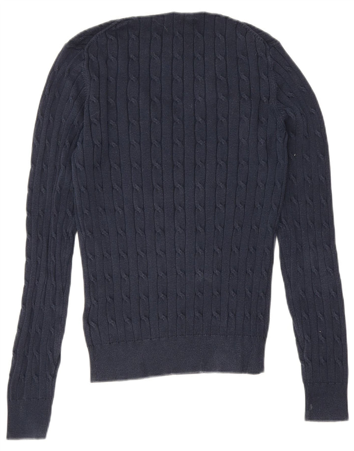 Gant Mens V-Neck Jumper Sweater Small Navy Blue Cotton
