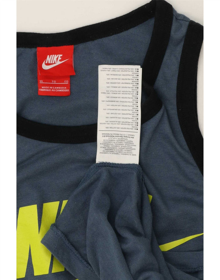 Nike Mens Graphic Vest Top XL Blue Cotton