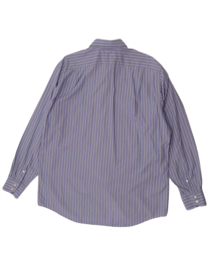 Lacoste Mens Shirt Size 44 XL Blue Pinstripe Cotton