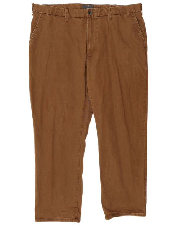 Marks & Spencer Mens Regular Straight Chino Trousers W40 L29 Brown Cotton