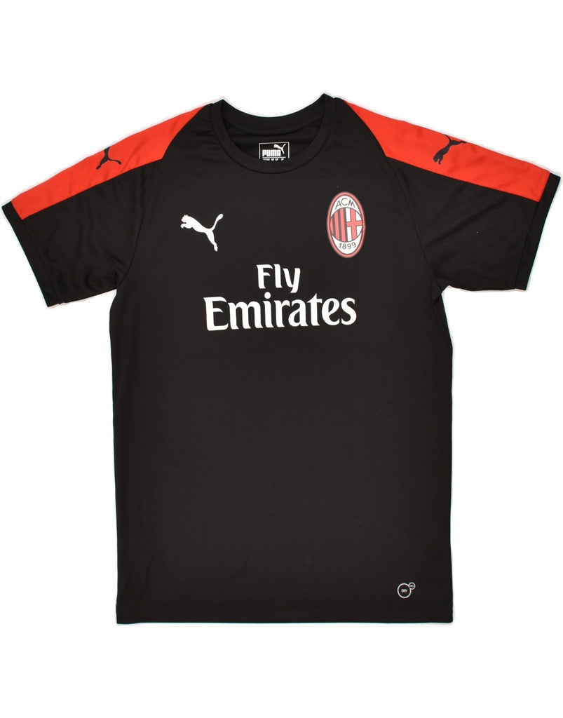 PUMA Boys AC Milan Graphic T-Shirt Top 13-14 Years Black Polyester | Vintage Puma | Thrift | Second-Hand Puma | Used Clothing | Messina Hembry 