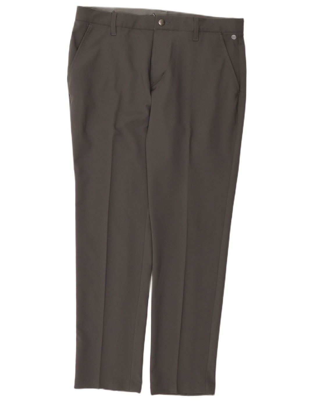 Adidas Mens Slim Chino Trousers W34 L30 Grey Polyester