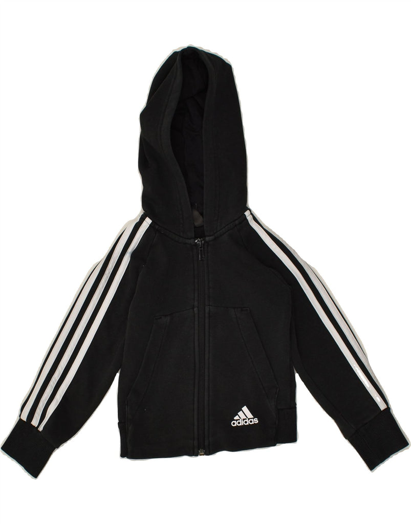 ADIDAS Boys Zip Hoodie Sweater 4-5 Years Black Cotton | Vintage Adidas | Thrift | Second-Hand Adidas | Used Clothing | Messina Hembry 