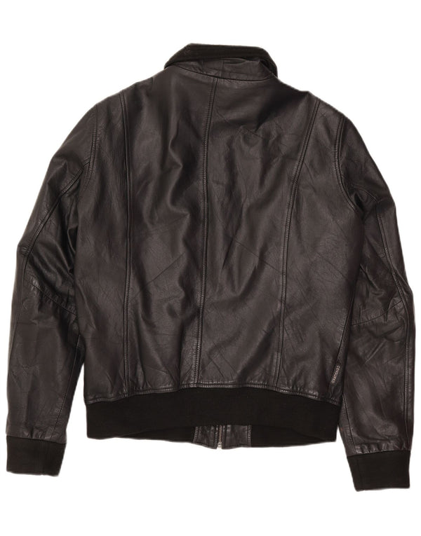 Censured Womens Leather Jacket UK 14 Large Black Leather