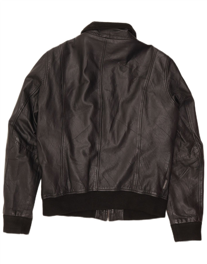 Censured Womens Leather Jacket UK 14 Large Black Leather