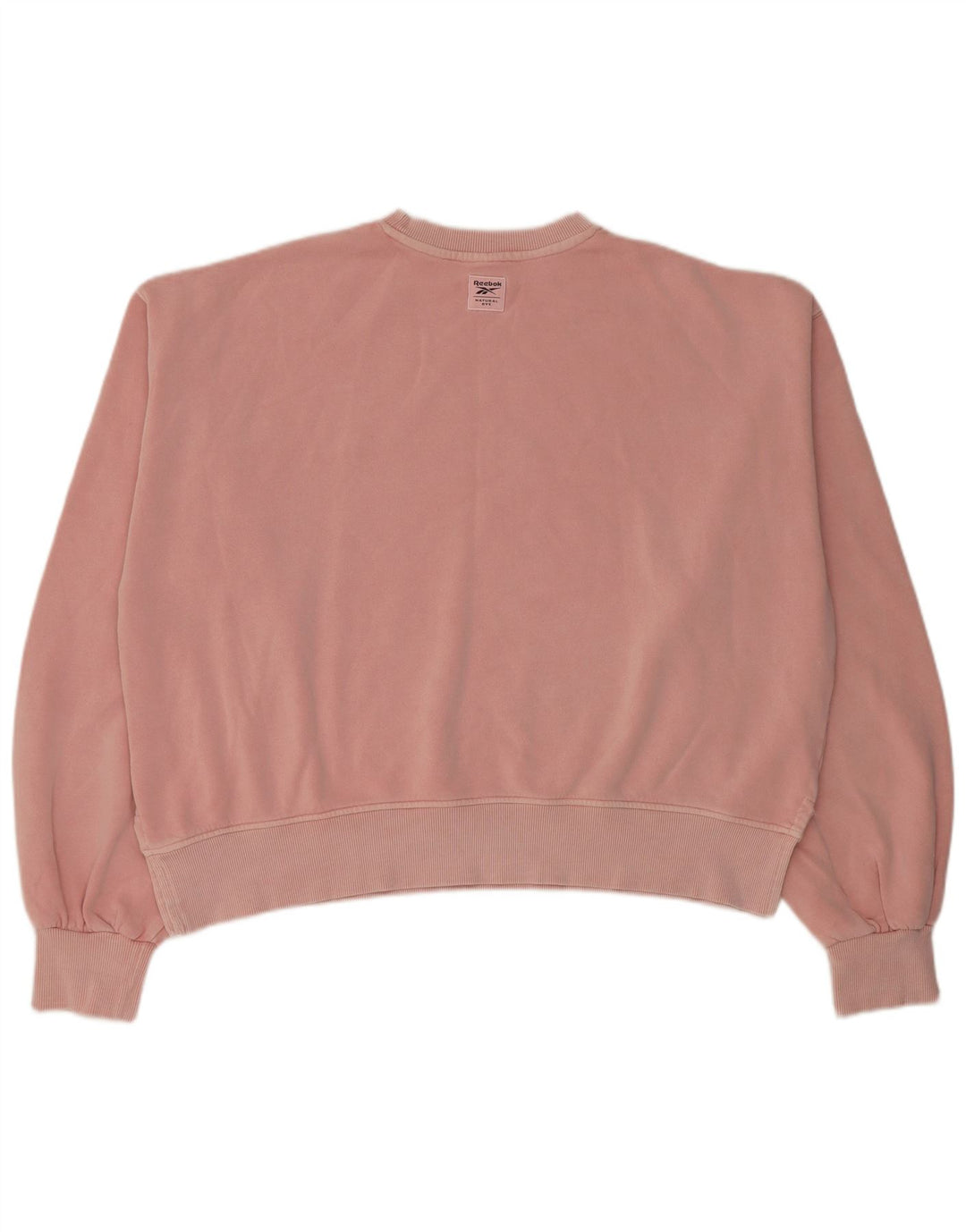 Reebok Womens Crop Oversized Sweatshirt Jumper UK 14 Medium Pink Cotton