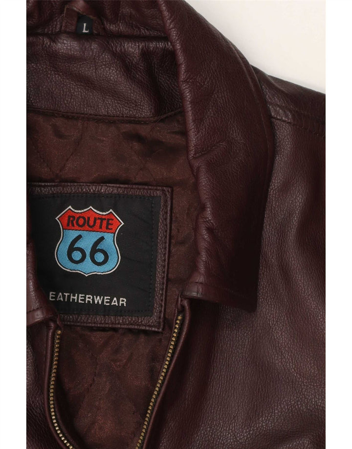 Route 66 Mens Leather Jacket UK 40 Large Burgundy