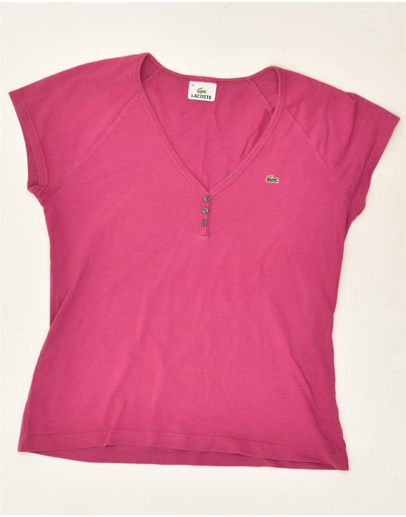 LACOSTE Womens T-Shirt Top Size 44 Large Pink Cotton | Vintage Lacoste | Thrift | Second-Hand Lacoste | Used Clothing | Messina Hembry 