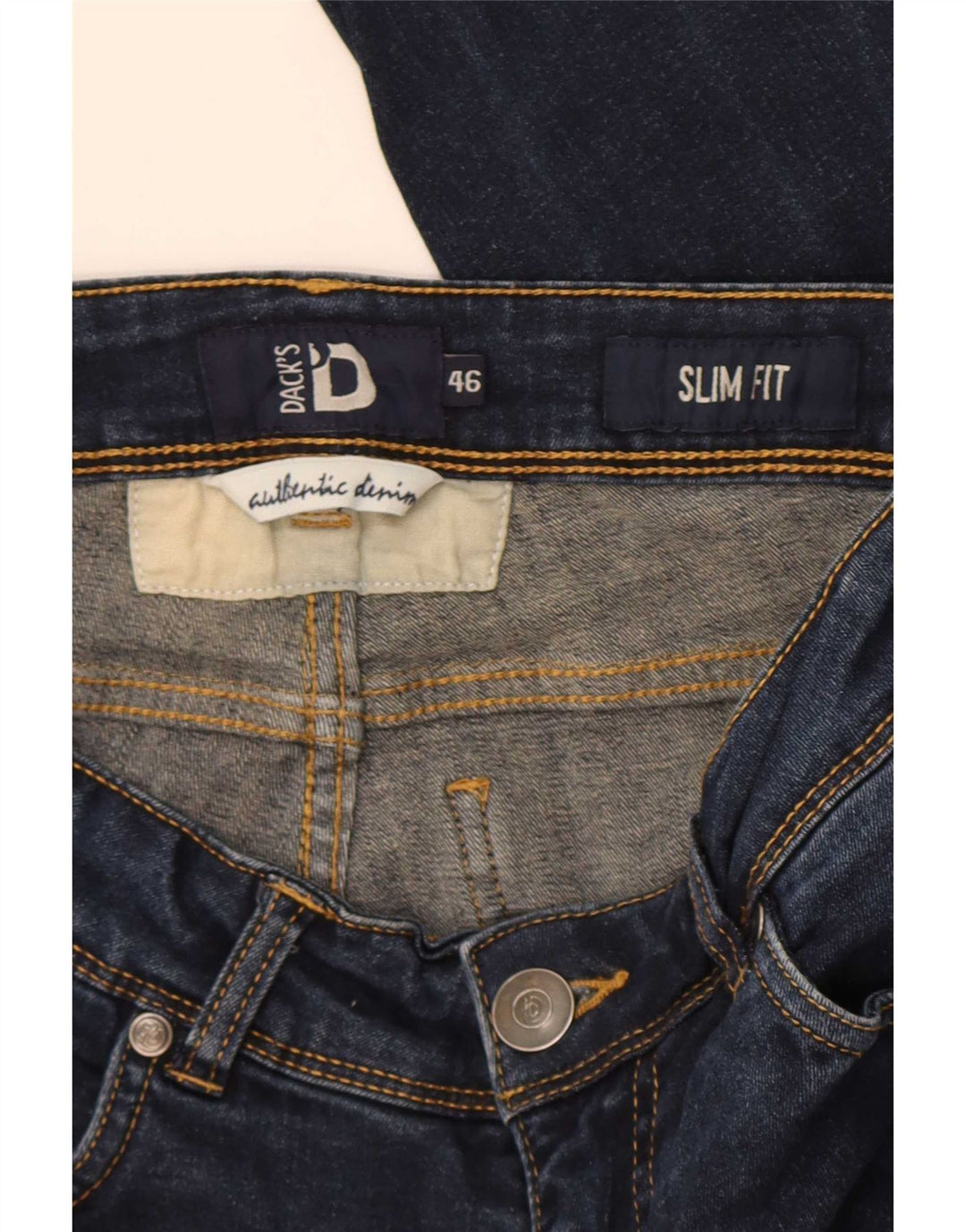 Dack's Mens Slim Jeans IT 46 Small W30 L29 Navy Blue Cotton