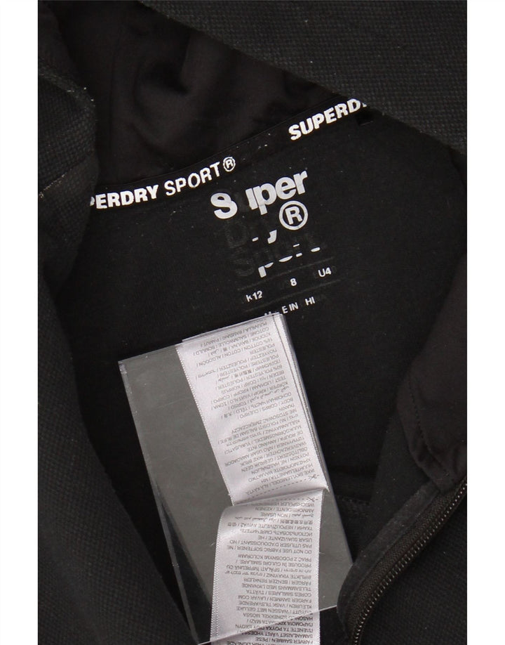 SUPERDRY Womens Graphic Zip Hoodie Sweater UK 12 Medium Black Polyester