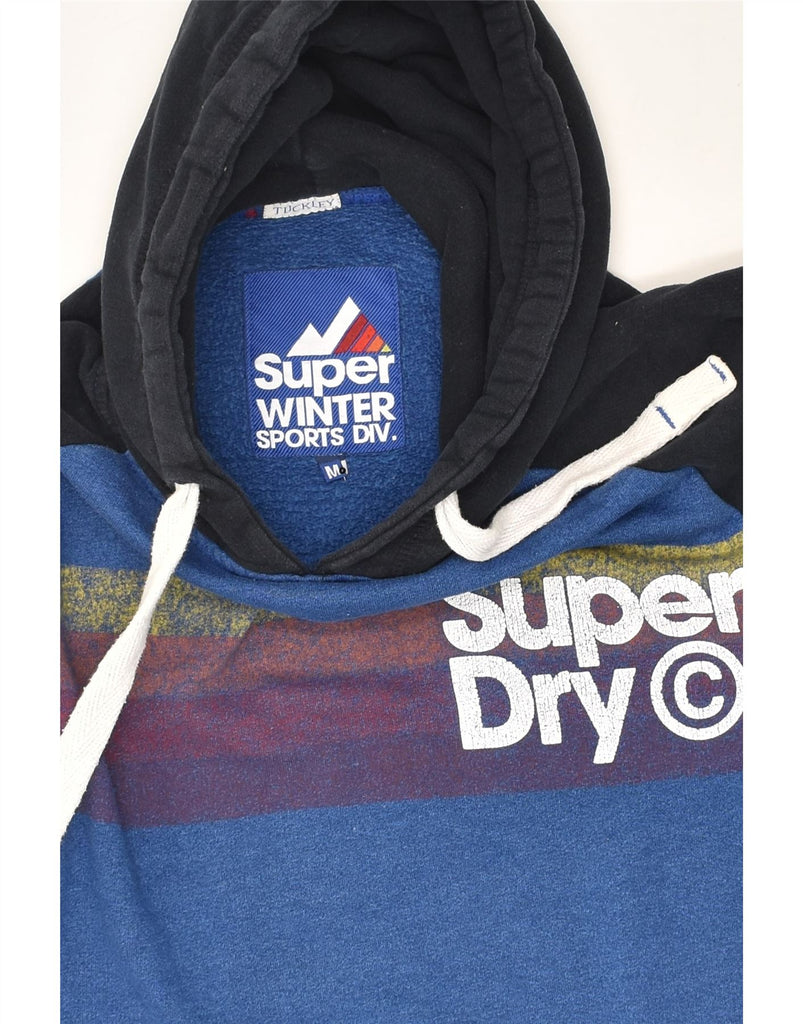 SUPERDRY Mens Graphic Hoodie Jumper Medium Blue Colourblock Cotton | Vintage Superdry | Thrift | Second-Hand Superdry | Used Clothing | Messina Hembry 