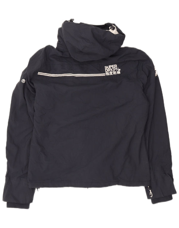 Superdry Womens Graphic Hooded Windbreaker Jacket UK 16 Large Navy Blue
