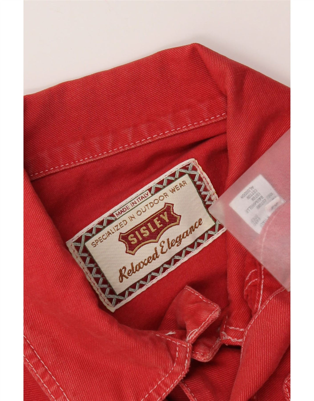 Sisley Mens Denim Jacket UK 38 Medium Red Cotton