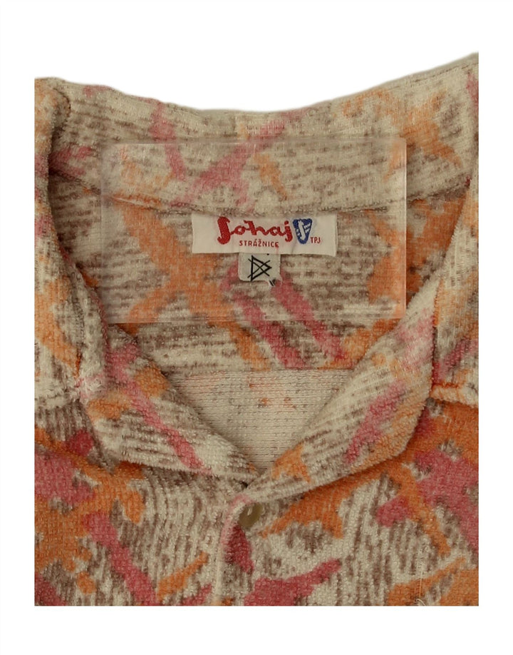SOHAJ Mens Fleece Short Sleeve Shirt Large Orange Geometric Vintage Sohaj and Second-Hand Sohaj from Messina Hembry 