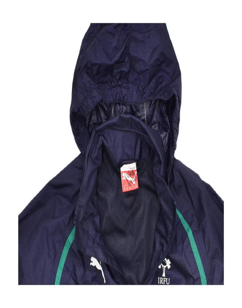 PUMA Boys Graphic Hooded Rain Jacket 7-8 Years Navy Blue Nylon | Vintage | Thrift | Second-Hand | Used Clothing | Messina Hembry 