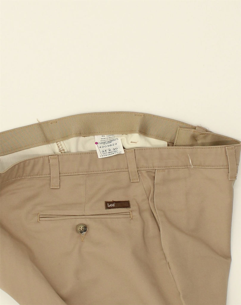 LEE Mens Custom Fit Straight Chino Trousers W34 L30 Beige Cotton | Vintage Lee | Thrift | Second-Hand Lee | Used Clothing | Messina Hembry 