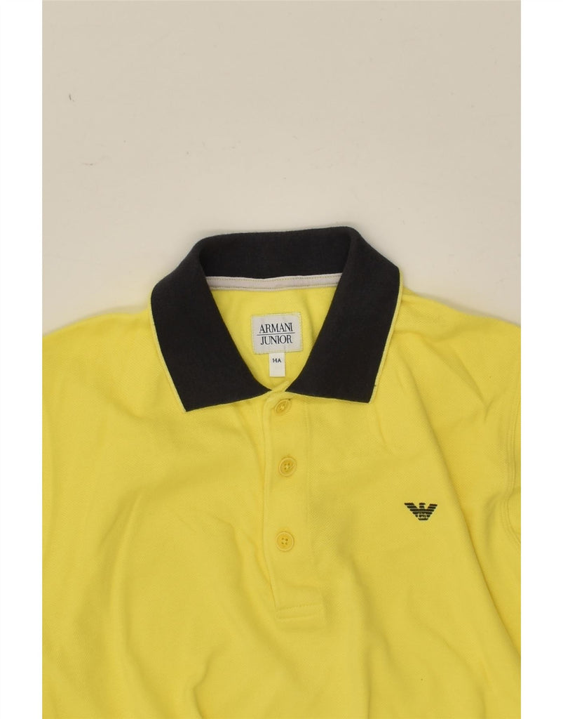 ARMANI JUNIOR Boys Polo Shirt 13-14 Years Yellow Cotton | Vintage Armani Junior | Thrift | Second-Hand Armani Junior | Used Clothing | Messina Hembry 