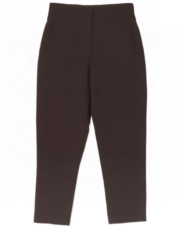 Zara Womens High Waist Tapered Cropped Trousers Medium W28 L25 Black