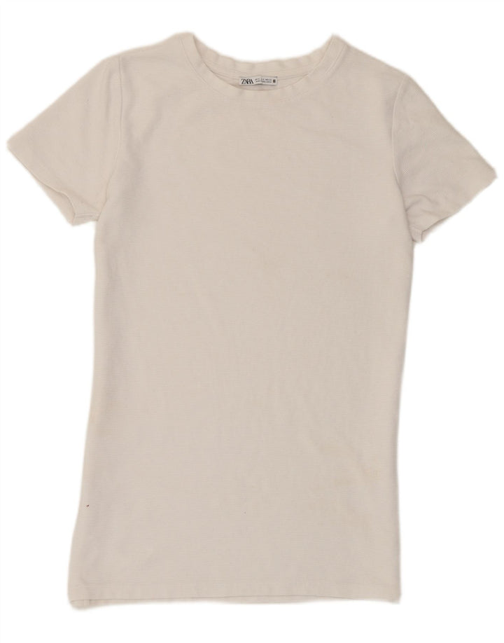 Zara Womens T-Shirt Top UK 10 Small White Cotton