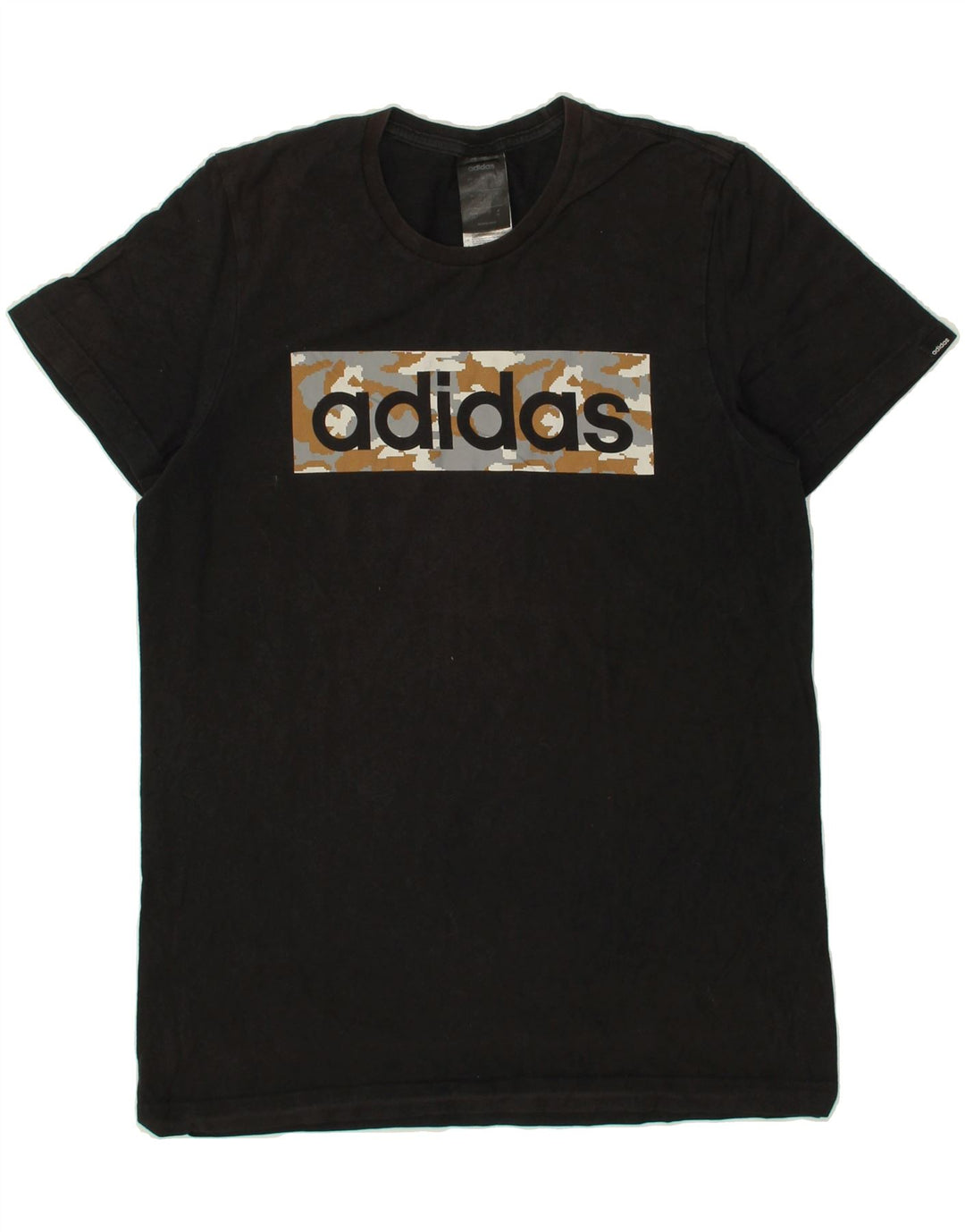 ADIDAS Mens Graphic T-Shirt Top Small Black Cotton Vintage Adidas and Second-Hand Adidas from Messina Hembry 